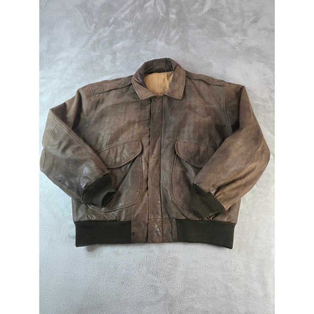 Messageries Aeriennes Flight Jacket Men L Brown Leather Bristol Bomber Aviator